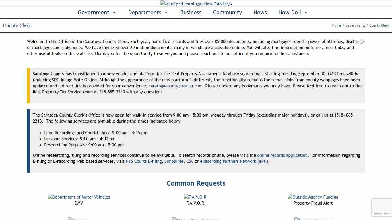 County Clerk – County of Saratoga, New York