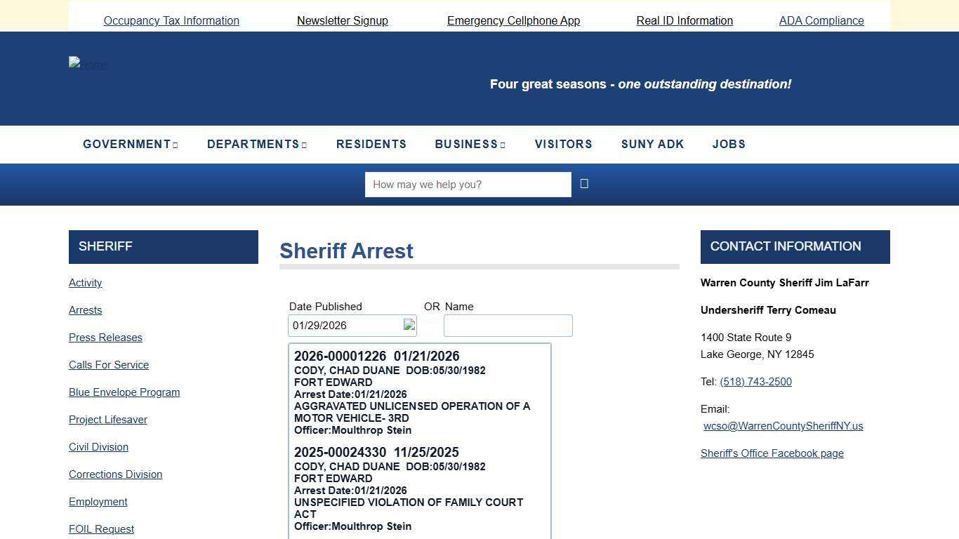 Sheriff Arrest Warren County
